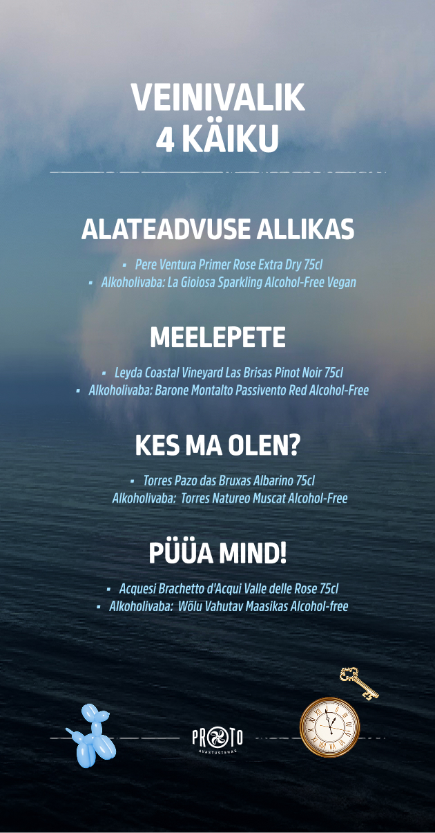 VR ELAMUSÕHTUSÖÖK „Sürrealistlikud maitsed“ joogimenüü